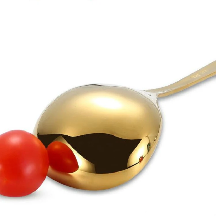 Stainless Steel Sauce Spoon Creative Big Head Long Handle Spoon, Color:Gold - Image 4