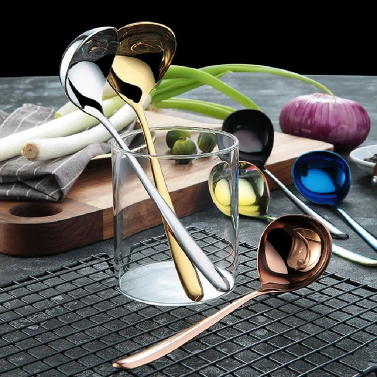 Stainless Steel Sauce Spoon Creative Big Head Long Handle Spoon, Color:Gold - Image 8