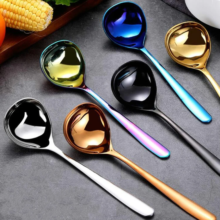 Stainless Steel Sauce Spoon Creative Big Head Long Handle Spoon, Color:Gold - Image 9