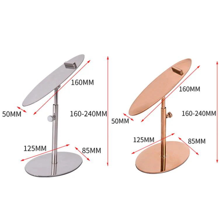Stainless Steel Shoe Racks High-Heeled Shoe Display Stands, Style: Rose Gold Oval Top Bottom - Image 2