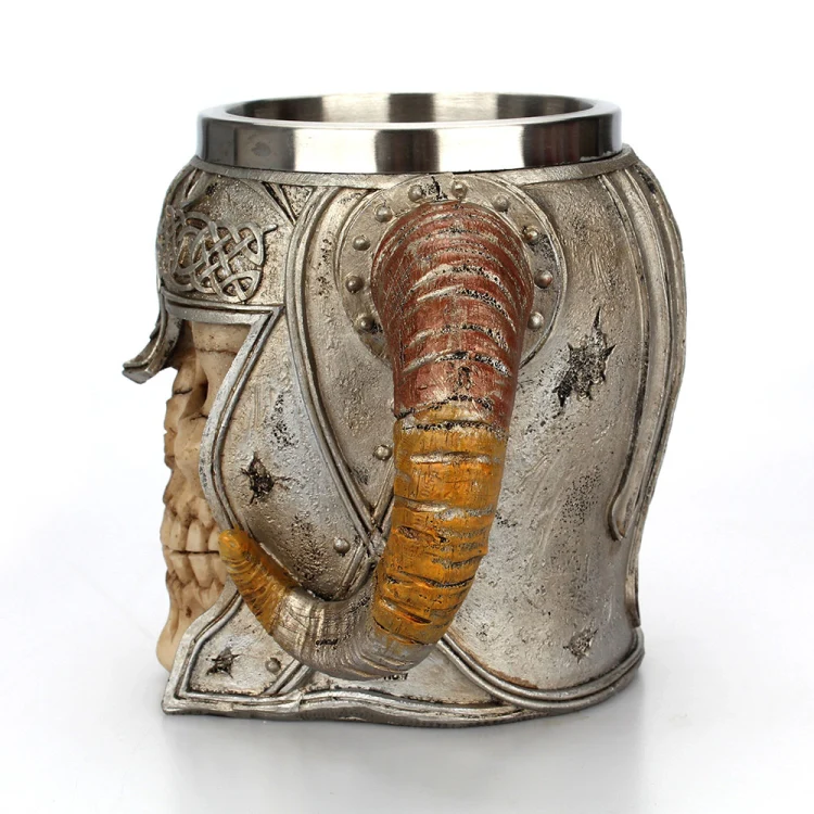 Stainless Steel Skull Mug Ram Horned Warrior Beer Coffee Mug Tea Cup Halloween Bar Drinkware Gift, Capacity:501-600ml - Image 5