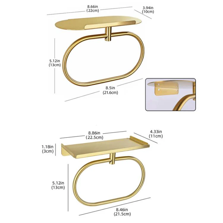 Stainless Steel Towel Ring With Shelf No Drill Wall-Mounted Storage Organizer For Bathroom And Kitchen Z Black - Image 6
