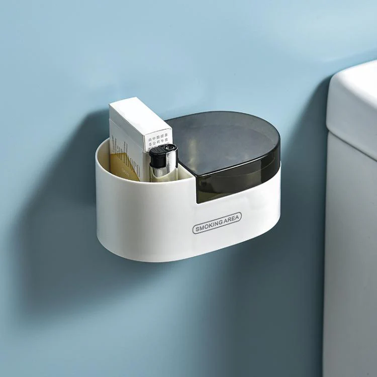 Stainless Steel Wall-Mounted Ashtray with Lid for Bathroom and Toilet Space-Saving Ash Holder(White+Clear Black)