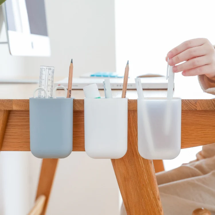 Sticky Pen Holder Desktop Can Hang Pen Case Office Stationery Storage And Sorting Box Random Colour