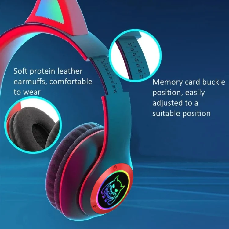 STN25 Devil Ear RGB Light Wireless Music Headset For Children with Mic(Black) - Image 6