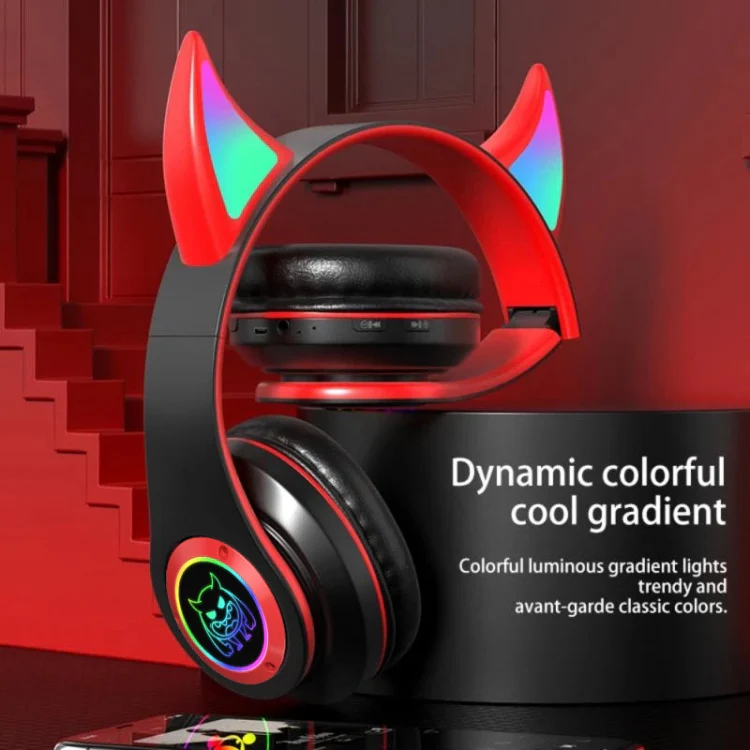STN25 Devil Ear RGB Light Wireless Music Headset For Children with Mic(Black) - Image 7