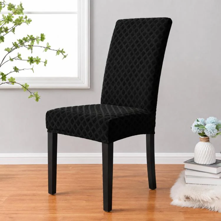 Stretch Dining Chair Cover Rhombus High Back Kitchen Chair Slipcover, Size: L 60-70cm Height(Green)