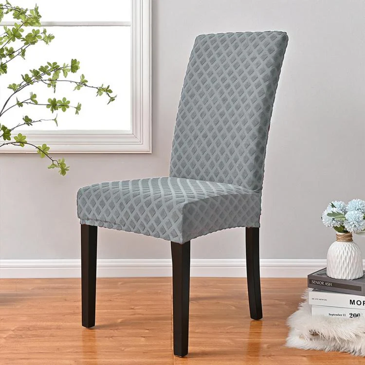 Stretch Dining Chair Cover Rhombus High Back Kitchen Chair Slipcover, Size: L 60-70cm Height(Light Gray)