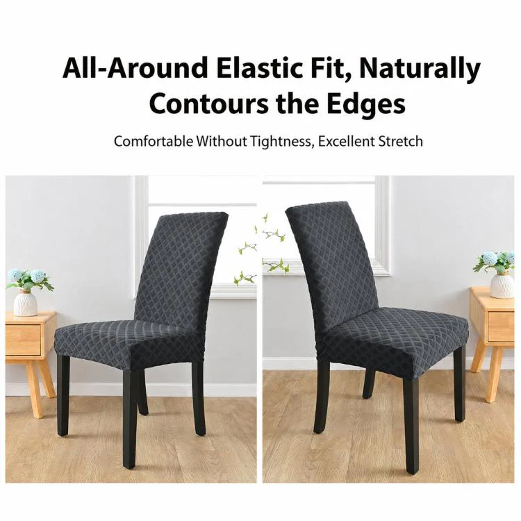 Stretch Dining Chair Cover Rhombus High Back Kitchen Chair Slipcover, Size: M 45-60cm Height(Peacock Blue) - Image 3