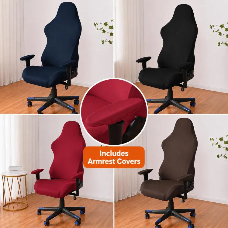 Stretch Gaming Chair Cover Elastic Computer Office Desk Chair Slipcover With Armrest Covers(Light Gray) - Image 2