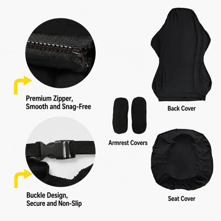 Stretch Gaming Chair Cover Elastic Computer Office Desk Chair Slipcover With Armrest Covers(Navy) - Image 7