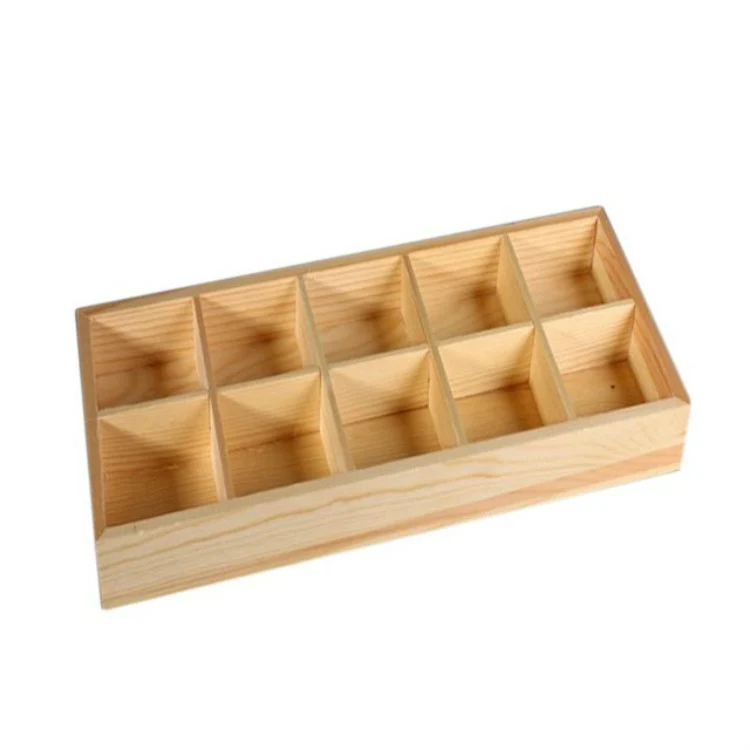 Succulent Wooden Storage Box Landscape Garden Decoration, Specification:10 Cells - Image 2