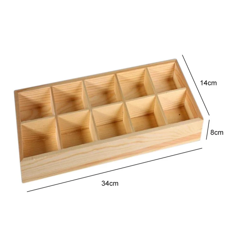 Succulent Wooden Storage Box Landscape Garden Decoration, Specification:10 Cells - Image 5