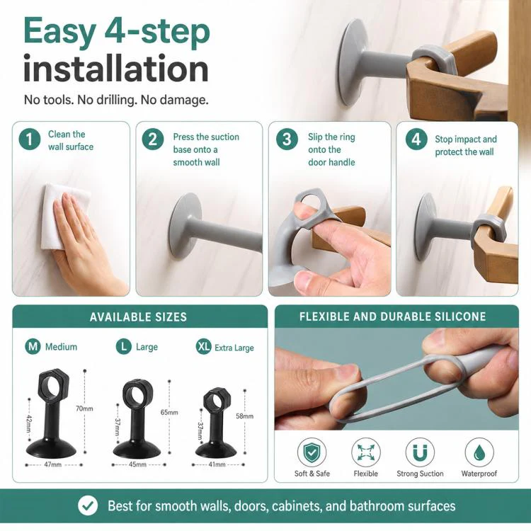 Suction Cup Door Handle Anti-collision Protective Pad, Size:65x45x19mm(Black) - Image 10
