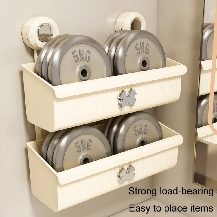Suction Cup Wall Mounted Bathroom Shelf Drainage Detachable Storage Rack Hanging Basket, Style: 2 Layers Large Brown - Image 10