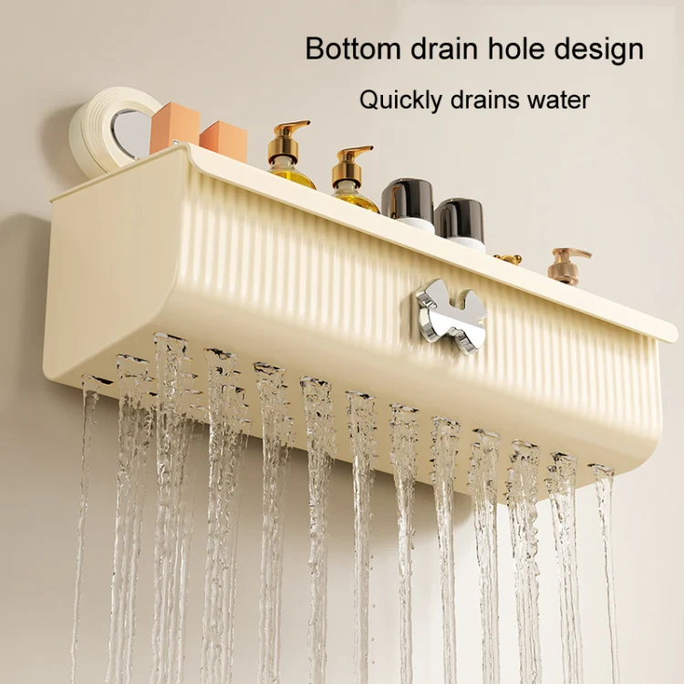 Suction Cup Wall Mounted Bathroom Shelf Drainage Detachable Storage Rack Hanging Basket, Style: 2 Layers Large Brown - Image 7