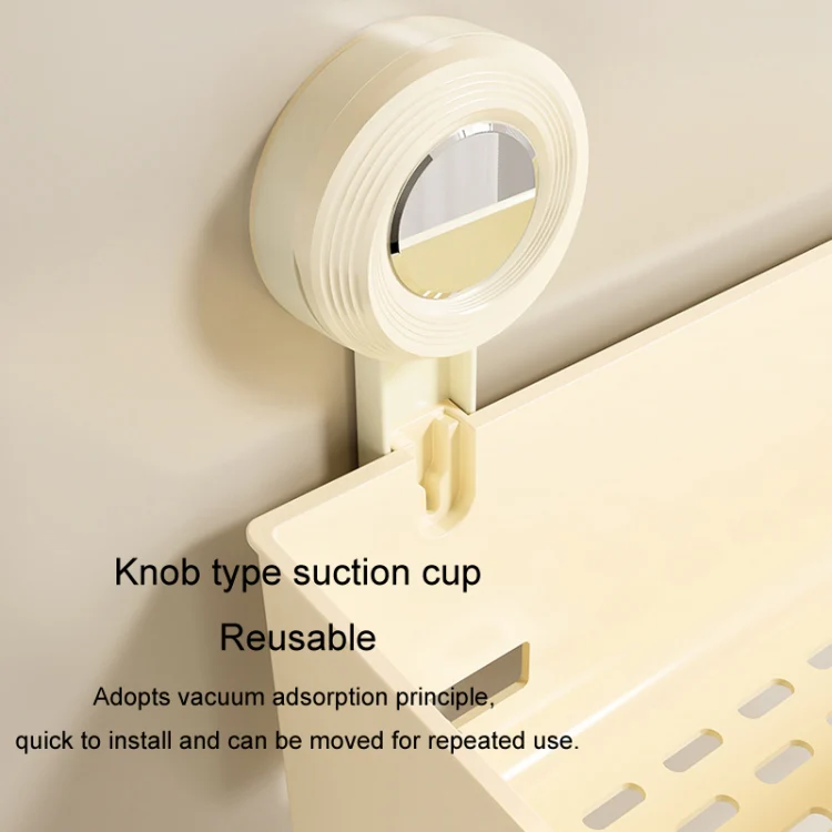Suction Cup Wall Mounted Bathroom Shelf Drainage Detachable Storage Rack Hanging Basket, Style: 2 Layers Small Brown - Image 11