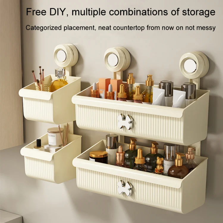 Suction Cup Wall Mounted Bathroom Shelf Drainage Detachable Storage Rack Hanging Basket, Style: 2 Layers Small White - Image 4