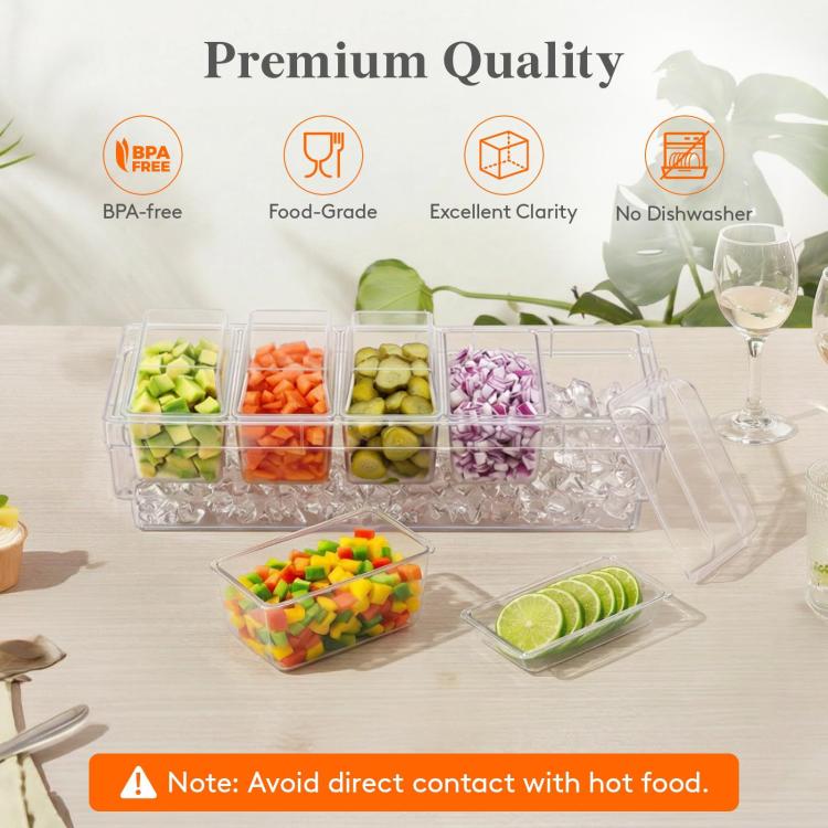Summer 5-Compartment Fruit Freezer Tray Vegetable Snack Compartments Ice Cube Food Storage Container(Includes Outer Box+Forks) - Image 5