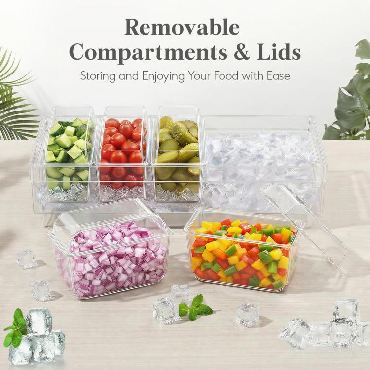 Summer 5-Compartment Fruit Freezer Tray Vegetable Snack Compartments Ice Cube Food Storage Container(Includes Outer Box+Forks) - Image 6