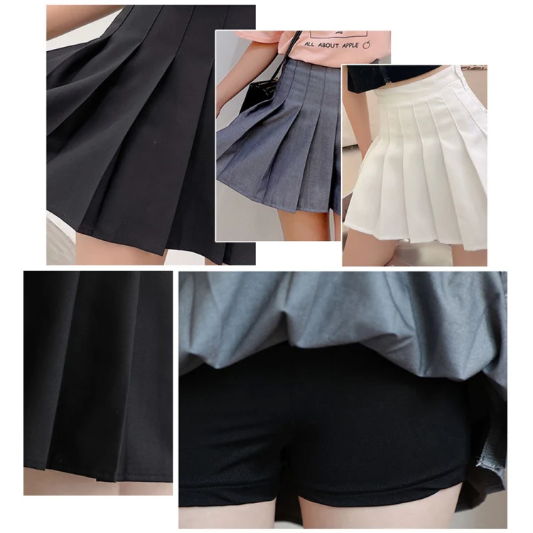 Summer High Waist Pleated Skirt Student A-Shaped Skirt, Size: XL(Black) - Image 4