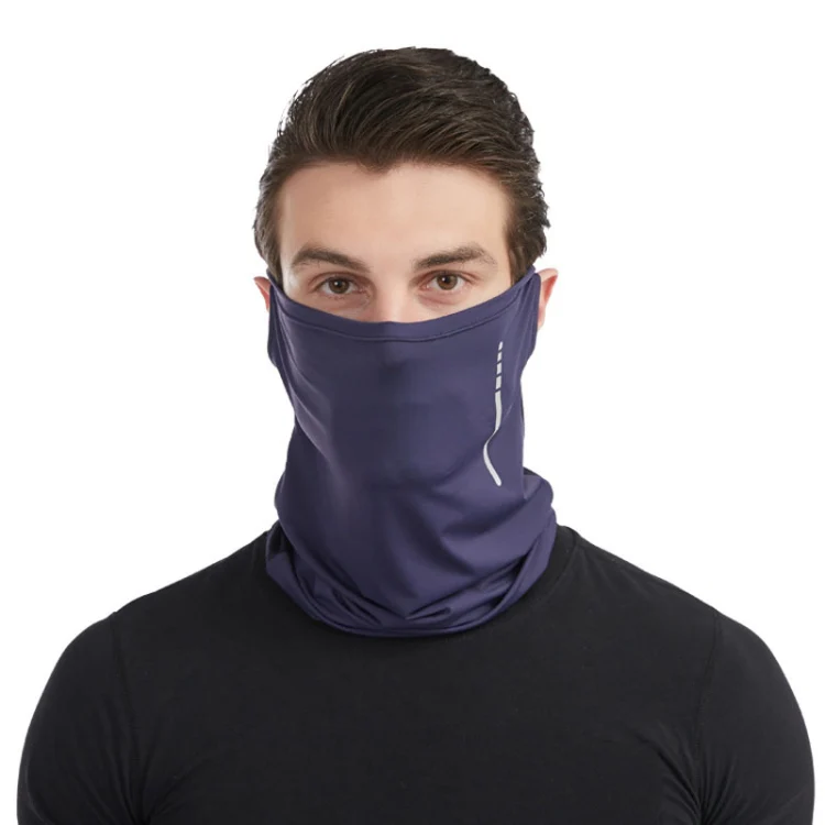 Summer Motorcycle Riding Mask Windproof Hanging Ears Silk Sunscreen Face Towel Sports UV Scarf, Size: Average(Navy)