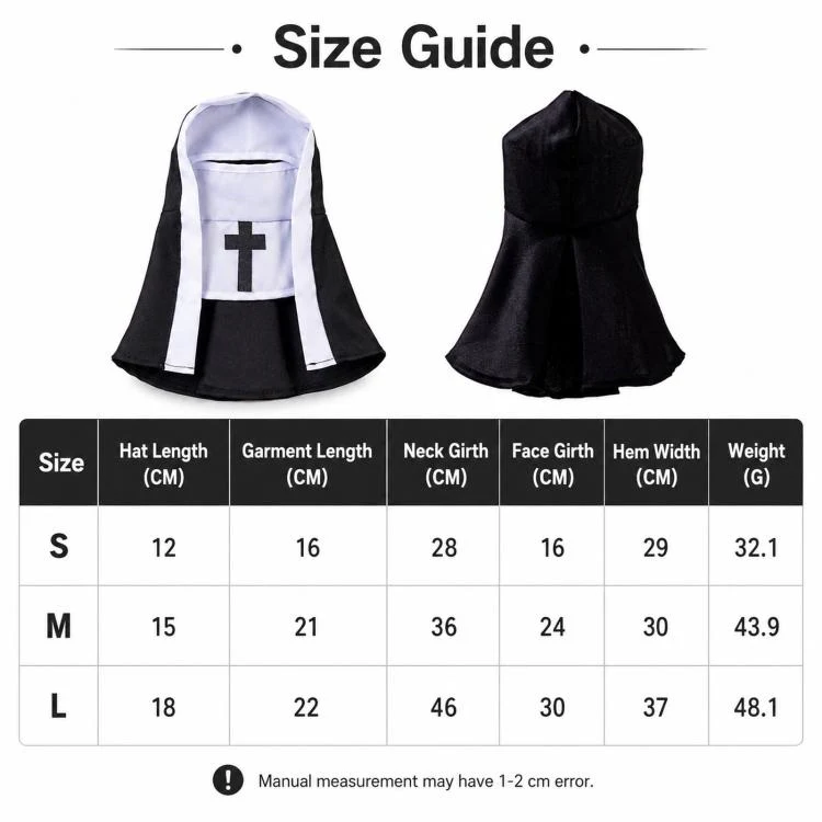 Summer Nun Cosplay Costume For Cats Thin Breathable Funny Photo Outfit For Pets, Size: L - Image 5