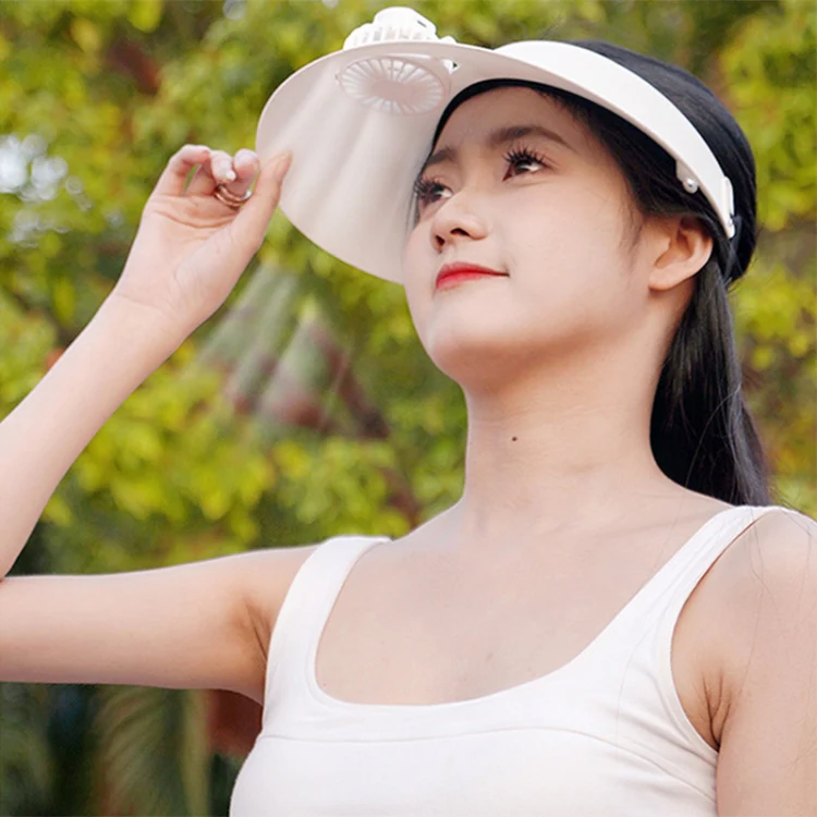 Summer Outdoor Sun Protection Adjustable Rotating Fan Sun Hat(Pink) - Image 11