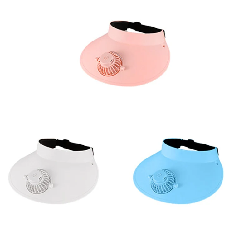 Summer Outdoor Sun Protection Adjustable Rotating Fan Sun Hat(Pink) - Image 2