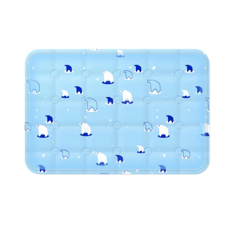 Summer Single Person Cooling Gel Seat Cushion Pressure Activated Cooling Mat, Size: 50x60cm(Sky Blue Ice Bear)