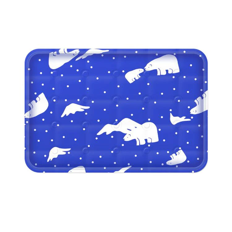 Summer Single Person Cooling Gel Seat Cushion Pressure Activated Cooling Mat, Size: 70x120cm(Royal Blue Ice Bear)