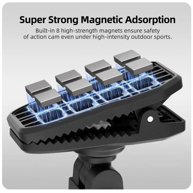 Sunnylife Magnetic Quick-Release Backpack Clip Action Camera Clamp Vertical-Horizontal Mount for Insta360 X4 Air / X5 / Ace / Ace Pro 2 / 1 (Black) - Image 5