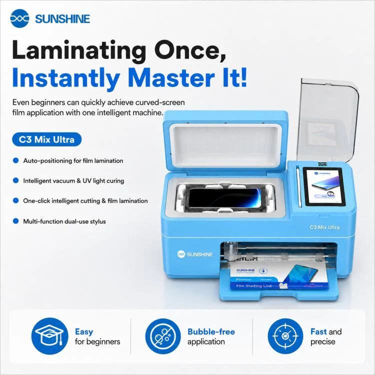 SUNSHINE C3 Mix Ultra 12.9-inch Smart Vacuum Auto-positioning Cutting & Laminating Machine with UV Curing, Plug:AU Plug - Image 3