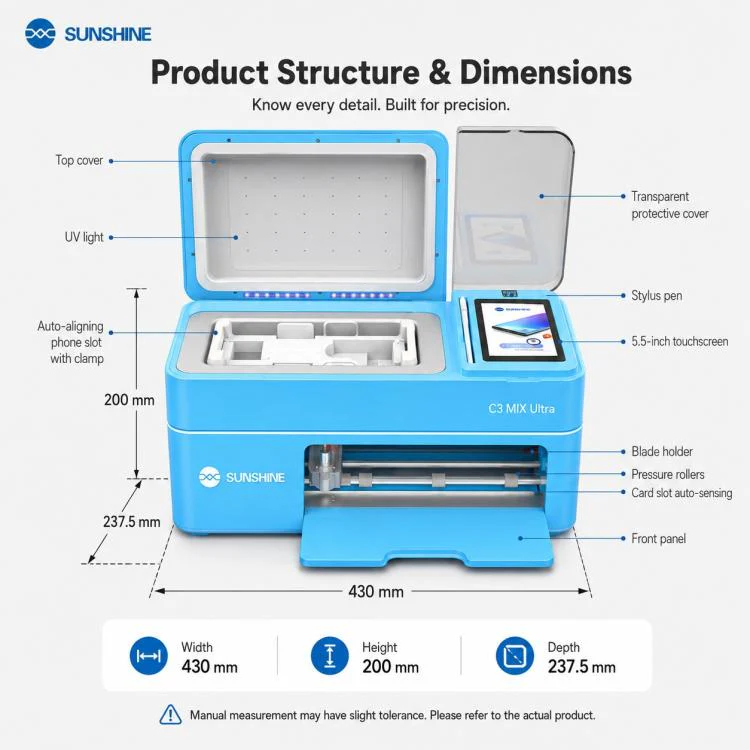 SUNSHINE C3 Mix Ultra 12.9-inch Smart Vacuum Auto-positioning Cutting & Laminating Machine with UV Curing, Plug:US Plug - Image 11