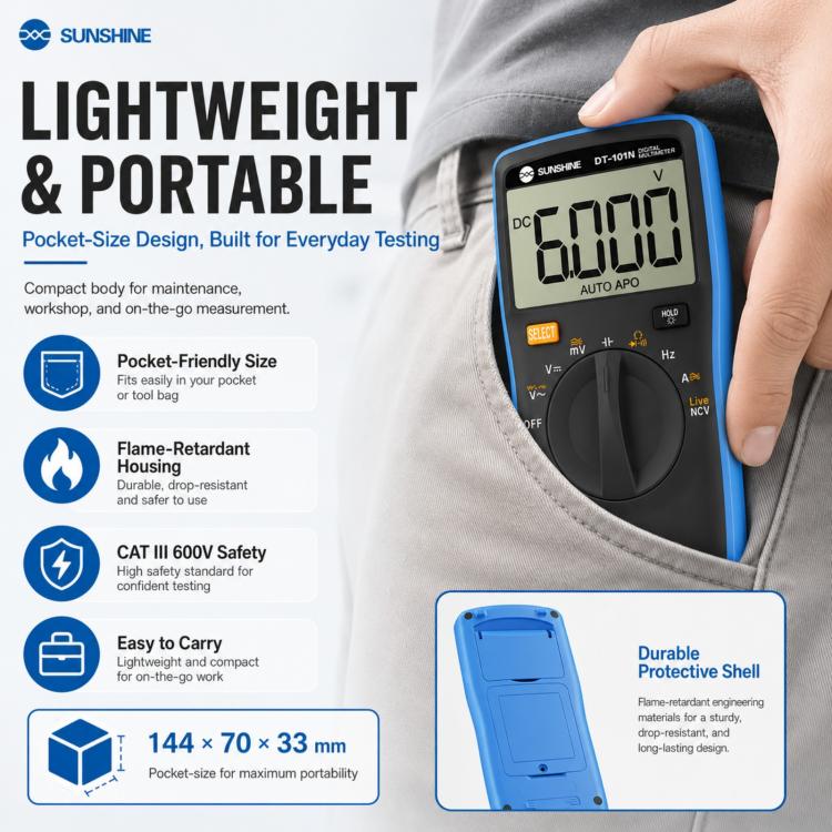 SUNSHINE DT-101N Pocket-Style Auto-Range Smart Precision Multimeter - Image 8