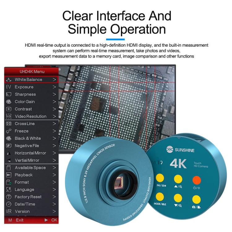 SUNSHINE M-19 Touch Control 4K Ultra HD Microscope Camera - Image 8