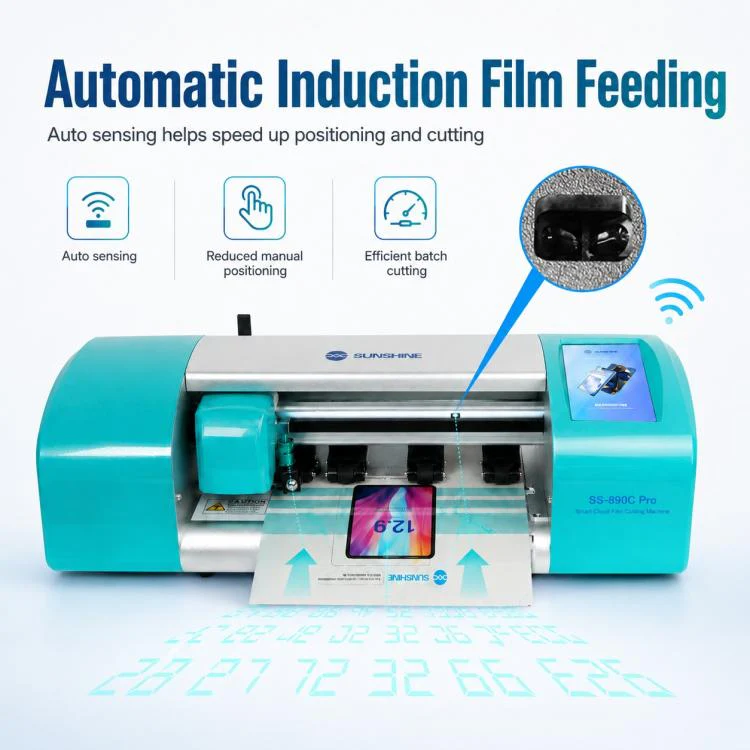 SUNSHINE SS-890C Pro 12.9-inch Flexible Hydrogel Film Dual Intelligent Auto Cutting Machine, Plug:UK Plug - Image 6