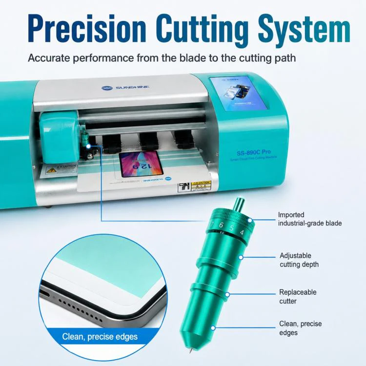SUNSHINE SS-890C Pro 12.9-inch Flexible Hydrogel Film Dual Intelligent Auto Cutting Machine, Plug:UK Plug - Image 8