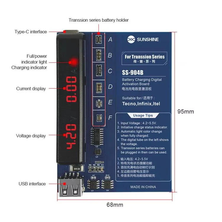 SUNSHINE SS-904B For Transsion Series Battery Charging Digital Display Activation Board Mobile Phone Repair Tool - Image 5