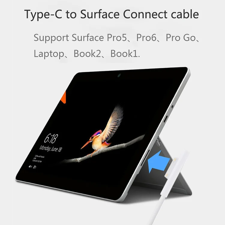 Surface Pro 7 / 6 / 5 to USB-C / Type-C Male Interfaces Power Adapter Charger Cable for Microsoft Surface Pro 7 / 6 / 5 / 4 / 3 / Microsoft Surface Go(White) - Image 6