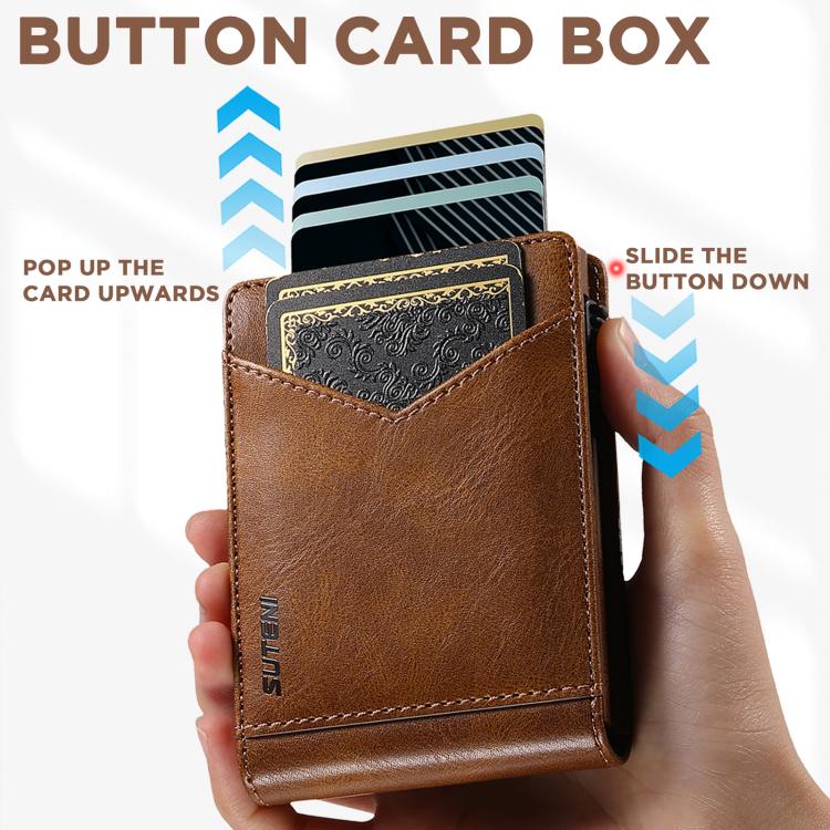Suteni Oil Wax Pattern Multi-Card Slot Wallet Card Holder(Brown) - Image 3