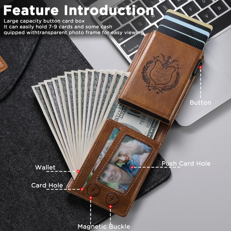 Suteni Oil Wax Pattern Multi-Card Slot Wallet Card Holder(Brown) - Image 4