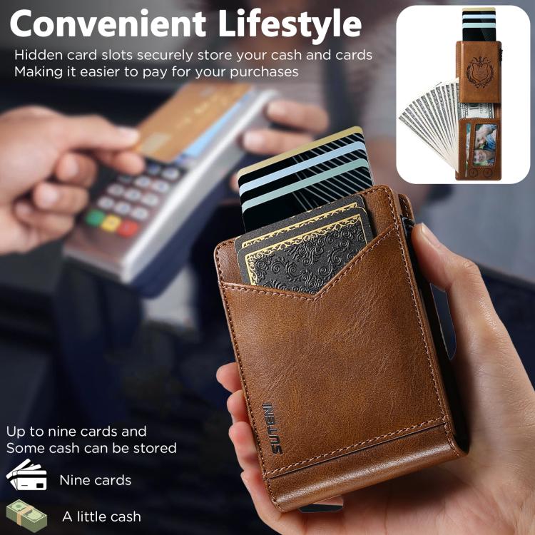 Suteni Oil Wax Pattern Multi-Card Slot Wallet Card Holder(Brown) - Image 5