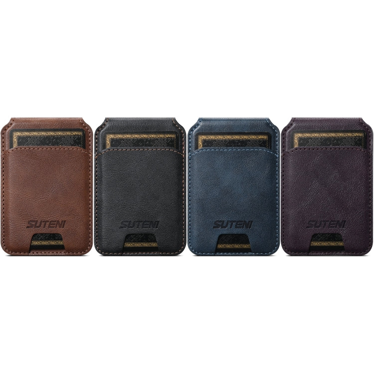 Suteni S2 Phone Magnetic Card Case Card Sleeve MagSafe Magnetic Coil PU Leather(Black) - Image 4
