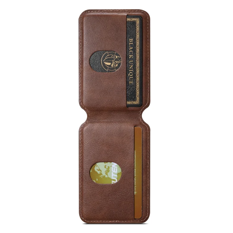 Suteni S2 Phone Magnetic Card Case Card Sleeve MagSafe Magnetic Coil PU Leather(Brown) - Image 2