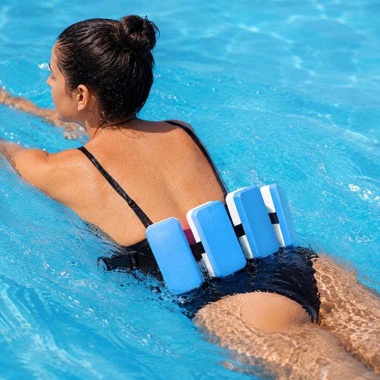 Swimming Waist Belt With Back Float Board(Blue White)
