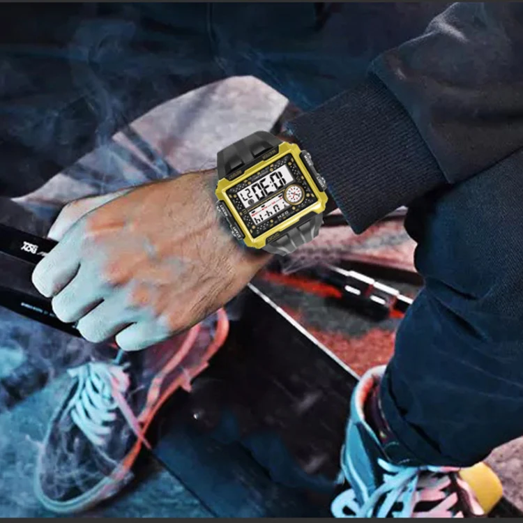 SYNOKE 6861 Outdoor Luminous Waterproof Multi-Function Square Large Screen Display Sports Electronic Watch(Black) - Image 6