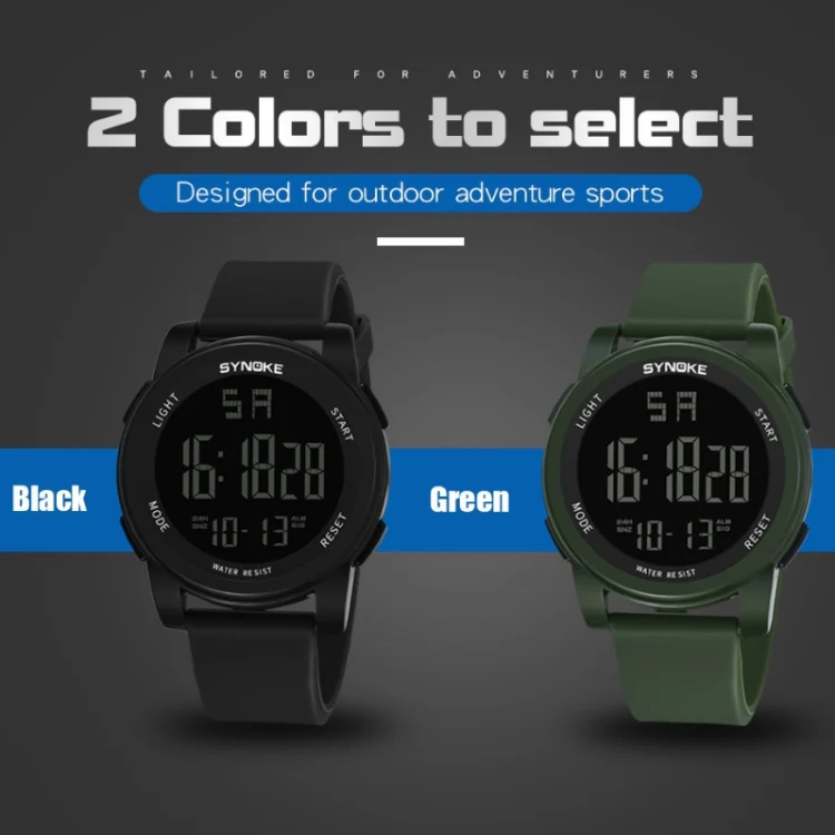 SYNOKE 9002 Men Outdoor Waterproof Sports Watch Multifunctional Luminous Digital Watch(Black) - Image 2