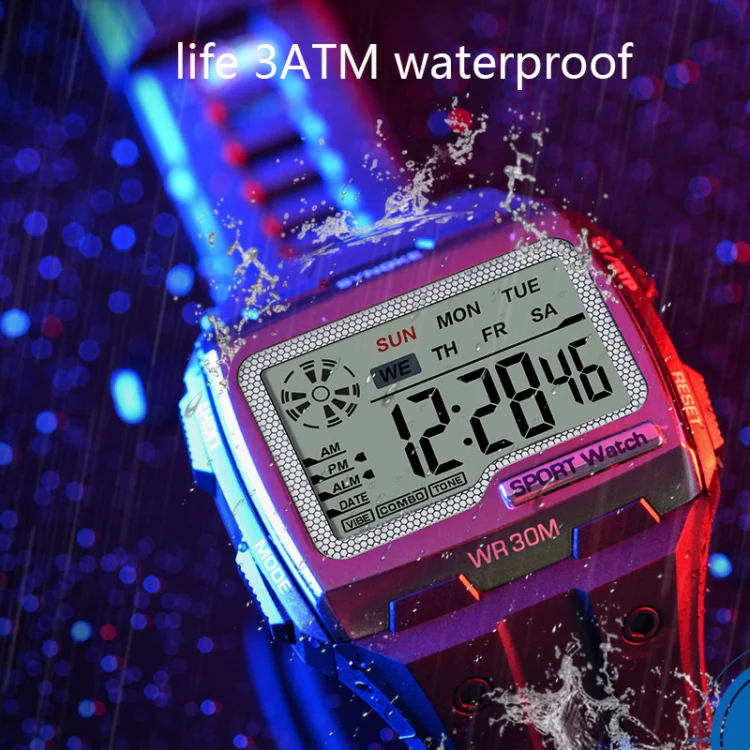 SYNOKE 9021 Square Sarge Screen Display Luminous Multifunctional Outdoor Men Sports Watch Digital Watch(Gold) - Image 6