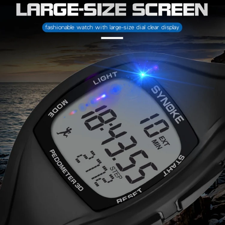 SYNOKE 9105 Multifunctional Sports Time Record Waterproof Pedometer Electronic Watch(Black) - Image 5